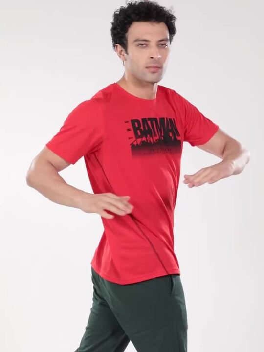 Buy Puma Men Red Black Batman Printed Perforated Training T
