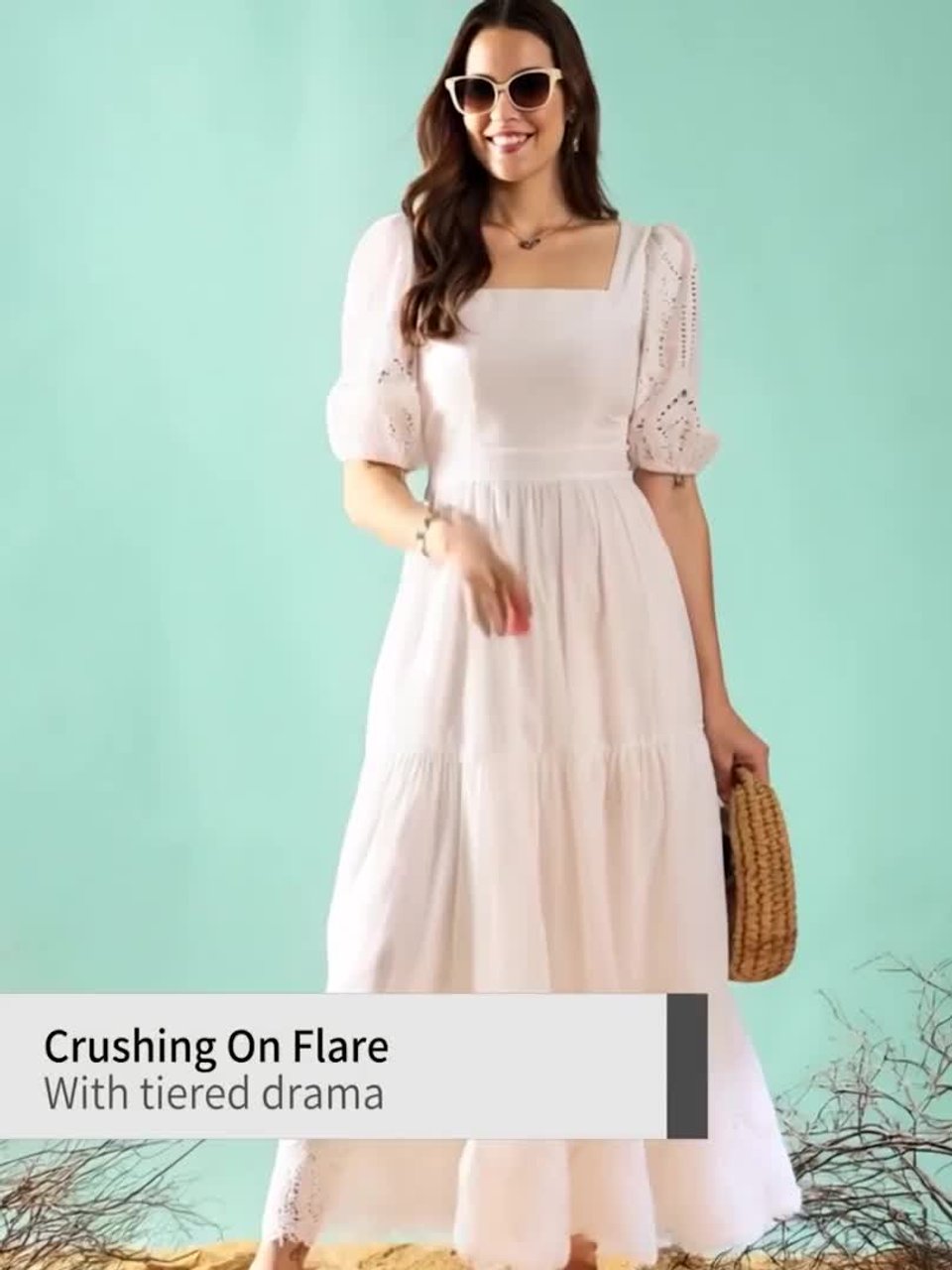 Anniente Women's White Chiffon Maxi Dress - Short Sleeve A-Line With Pockets & Ruffle - View #10
