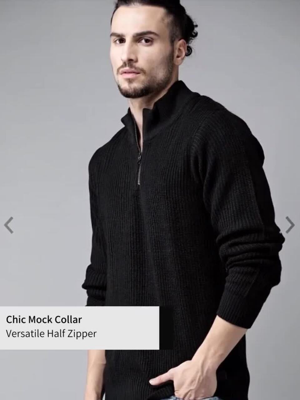 Buy The Roadster Lifestyle Co. Black Cable Knit Self Design Mock