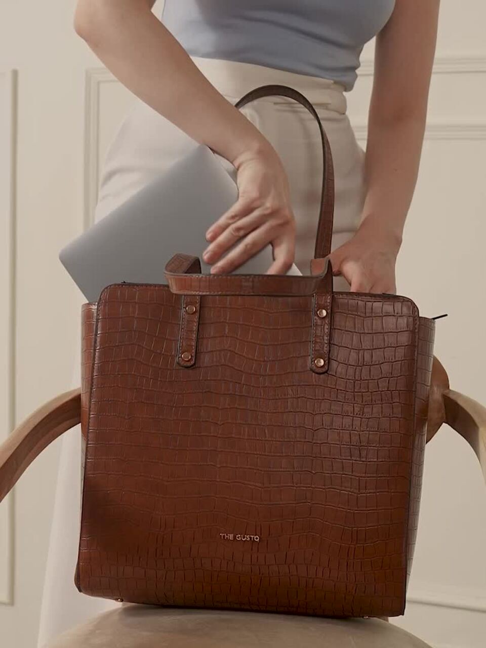 Buy THE GUSTO Textured Structured Tote Bag - Handbags for Women