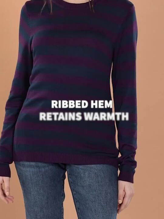 Buy Mast Harbour Women Purple Navy Blue Striped Sweater