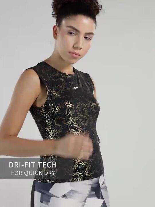 nike black and gold crop top