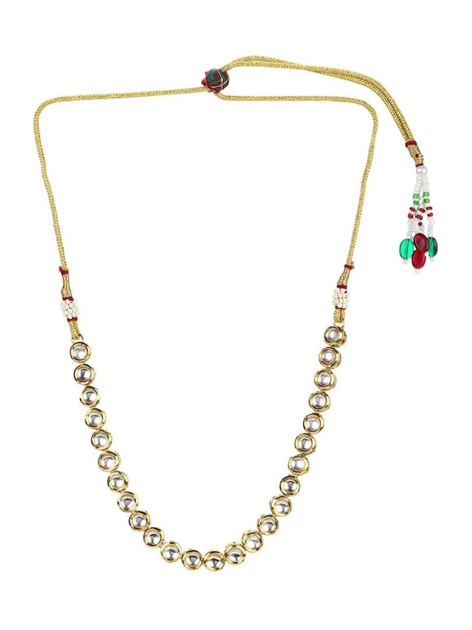 Buy Voylla Gold plated White Kundan Brass Necklace set
