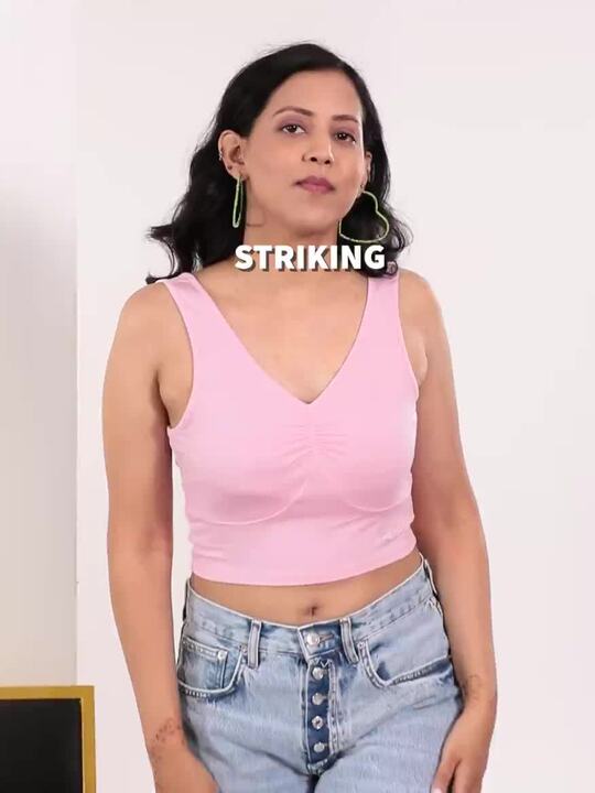 Buy bebe Romance Rose Essential Solid Gathered Detail Crop Top