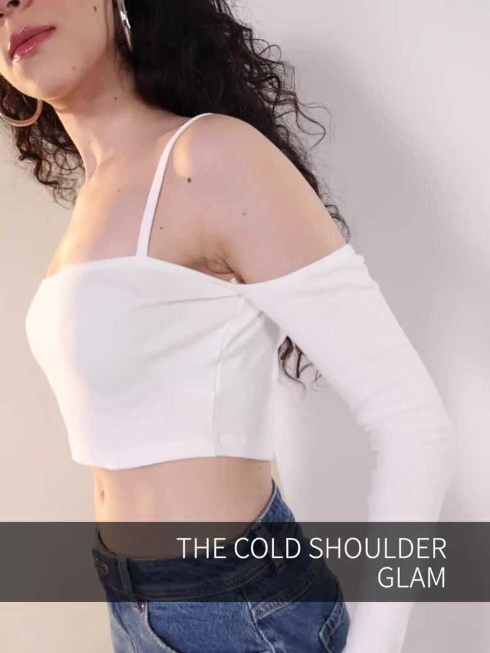 Buy The Roadster Life Co. Ribbed Shoulder Strap Cold-Shoulder Crop