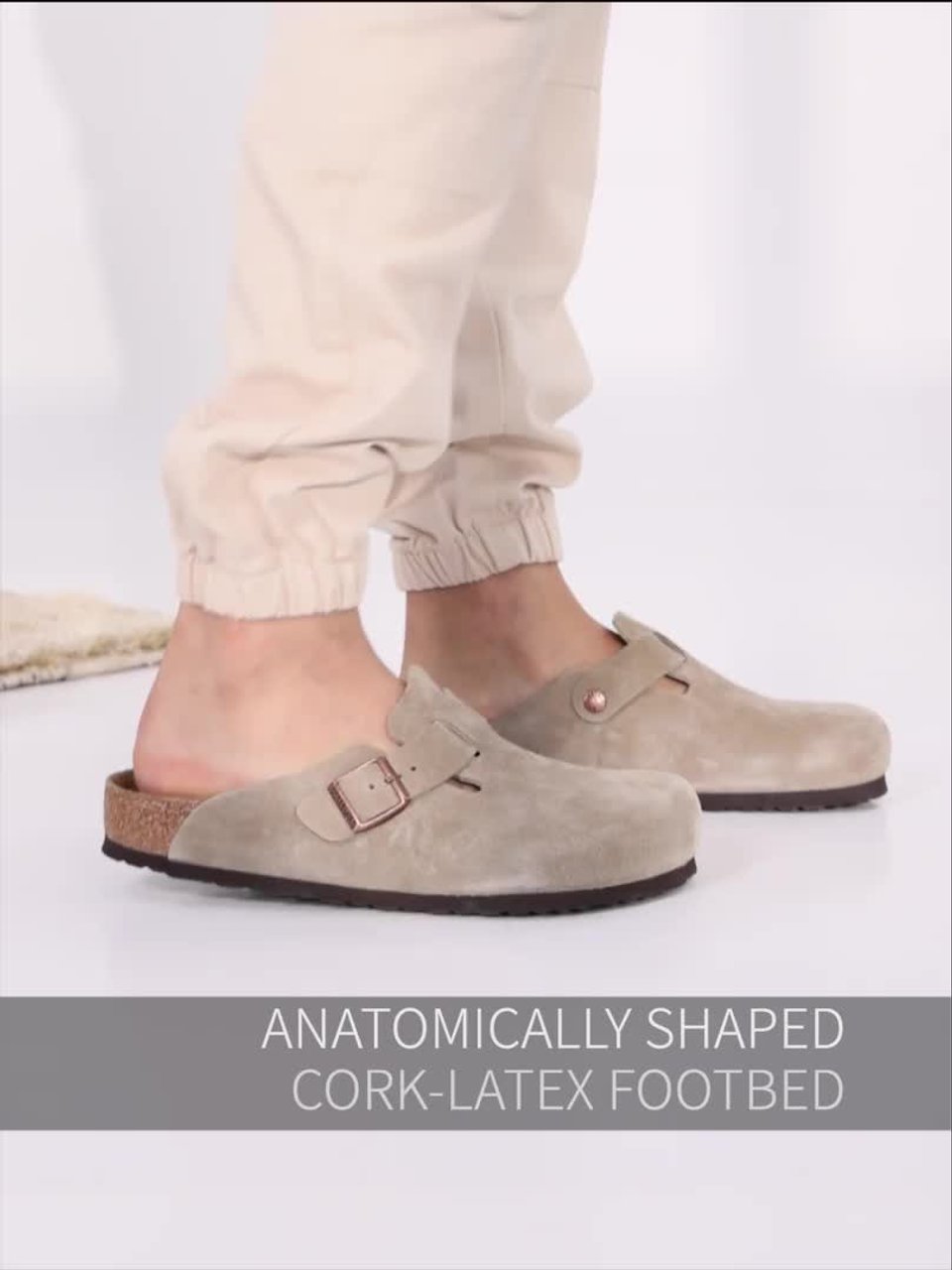 Buy Birkenstock Boston Soft Footbed Taupe Regular Width Suede