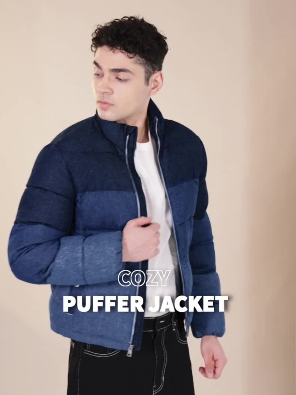 Buy Levis Pure Cotton Mock Collar Denim Puffer Jacket - Jackets