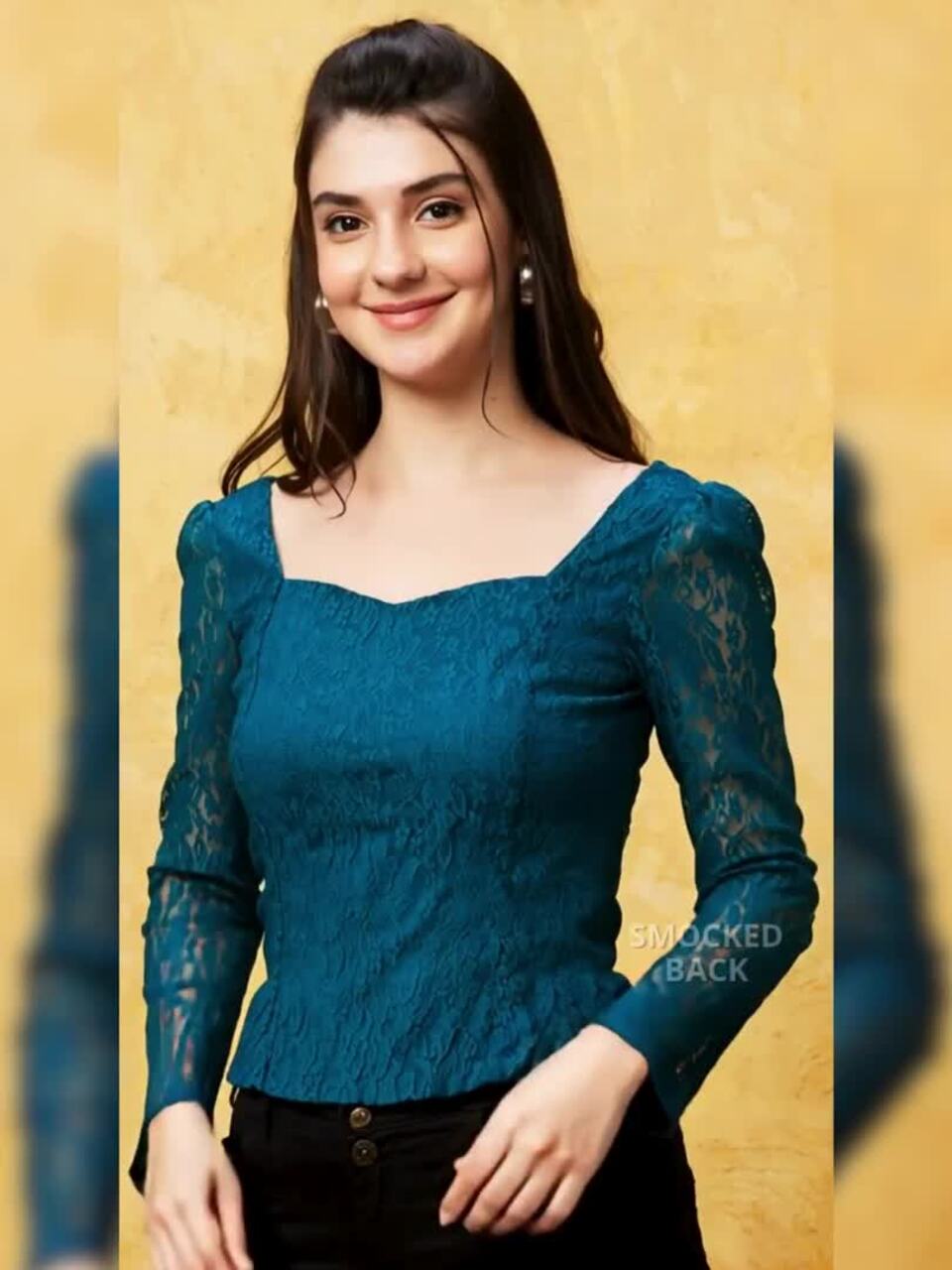 Buy Globus Smocked Detailed Lace Up Party Top - Tops for Women