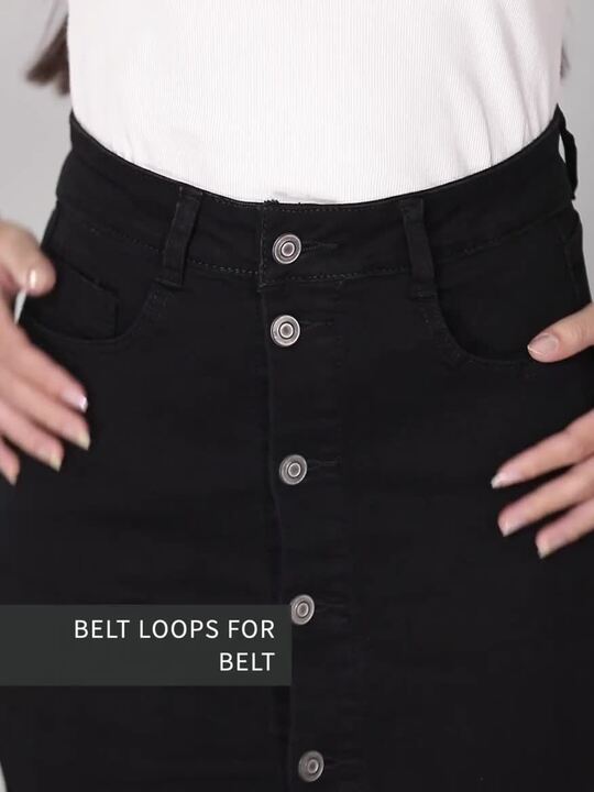 Buy ZALORA BASICS Black Button Front Midi Denim Skirt Skirts for