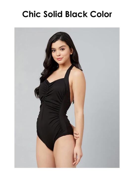Buy Athena Women Black Solid Swimwear Swimwear for Women