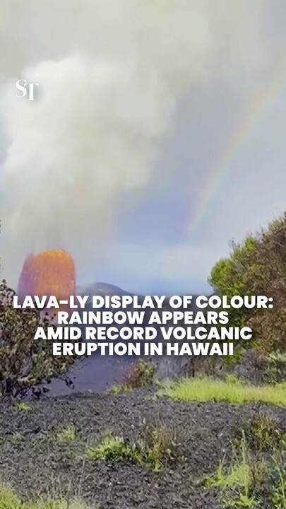Rainbow appears during record-breaking eruption of Hawaii’s Kilauea volcano