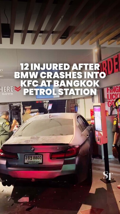 BMW crashes into KFC outlet at Bangkok petrol station