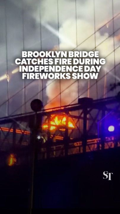 New York’s Brooklyn Bridge catches fire during US Independence Day fireworks show
