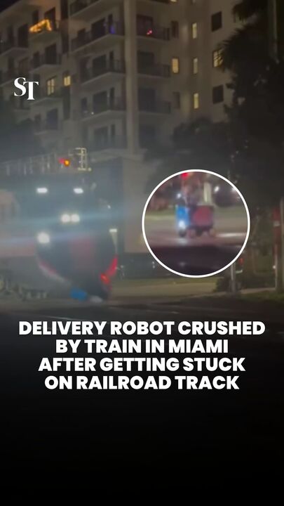 Delivery robot smashed by train after getting stuck on track in Miami