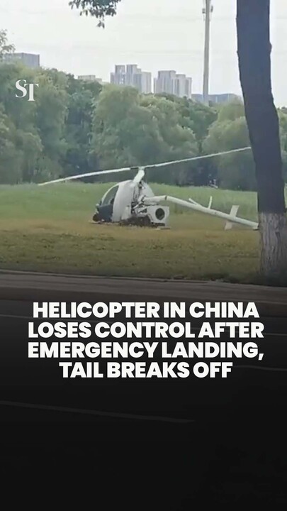 Pilot and passenger thrown about as helicopter loses control in Changzhou, China