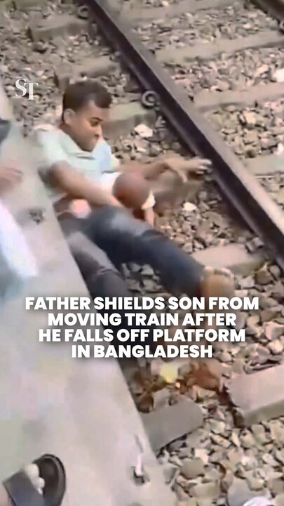Man protects fallen 2-year-old son from moving train in Bangladesh