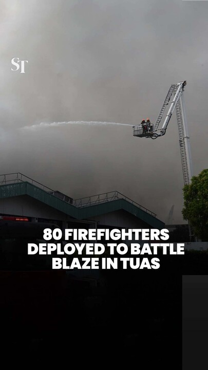 Massive fire breaks out at Tuas industrial site