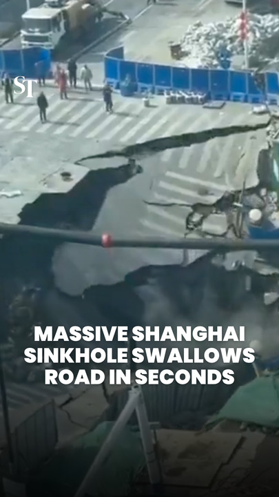 Shanghai sinkhole swallows road in seconds