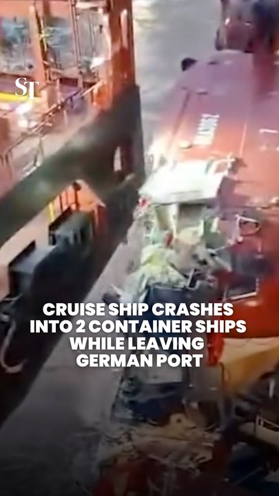 Mein Schiff 3 cruise ship collides with 2 container ships in Bremerhaven, Germany