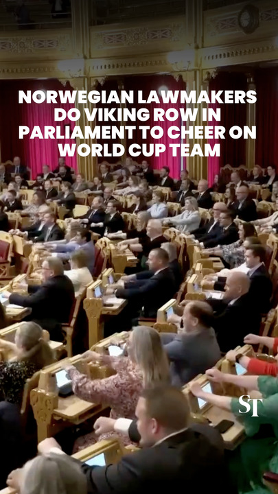 Norwegian lawmakers perform Viking row in parliament to cheer on World Cup team