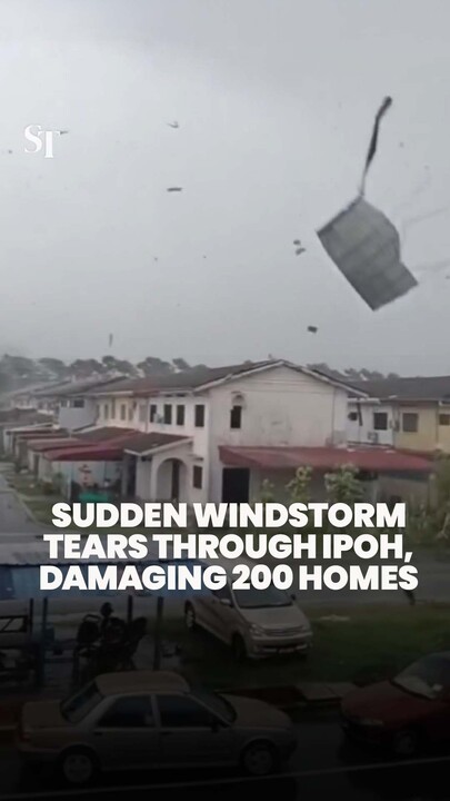 Sudden windstorm tears through Anjung Bercham, Ipoh, damaging 200 homes