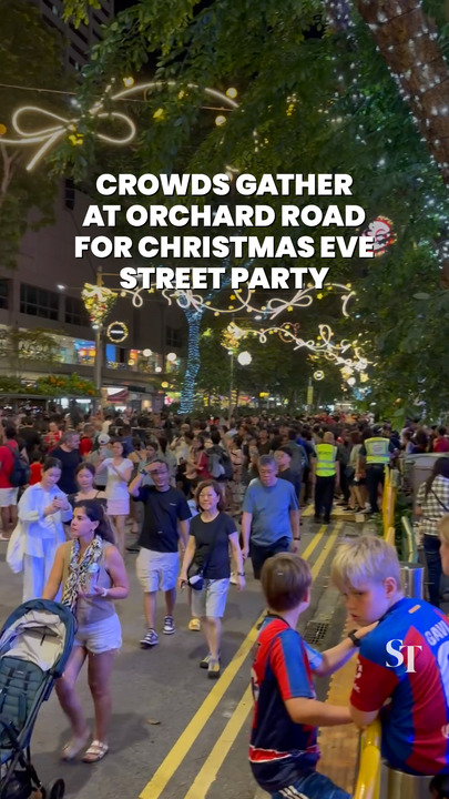 Crowds gather at Orchard Road for Christmas Eve street party