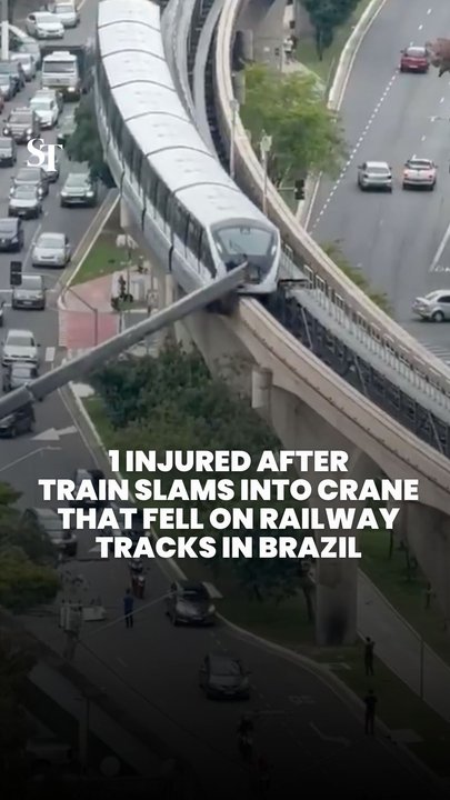Train in Brazil slams into crane that fell on railway tracks, injuring 1