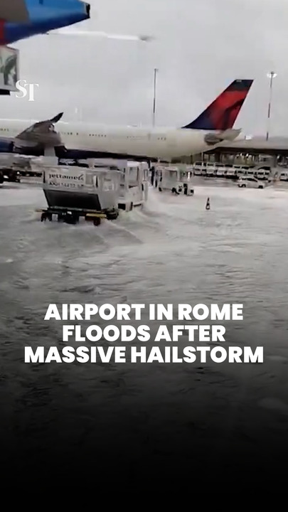 Airport in Rome floods after massive hailstorm