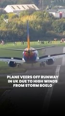 Plane skids off runway in stormy crosswinds at Birmingham Airport