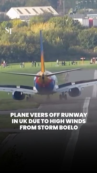 Plane skids off runway in stormy crosswinds at Birmingham Airport