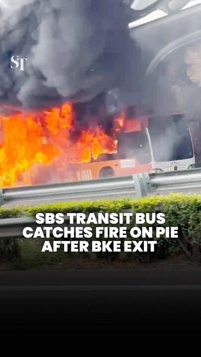 SBS Transit bus catches fire on PIE after BKE exit