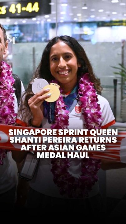 Singapore sprinter Shanti Pereira touches down at Changi Airport after Asian Games success
