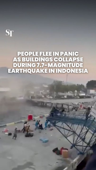 People flee as buildings collapse in 7.7-magnitude Indonesia earthquake