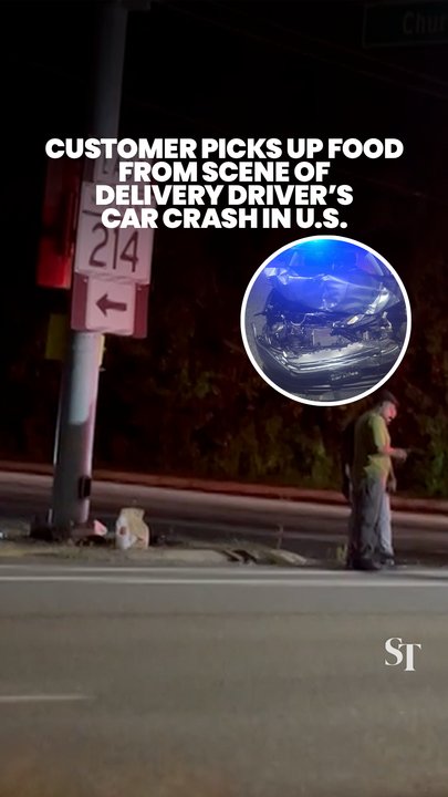 Customer collects food from scene of delivery driver’s car crash in Maryland, US