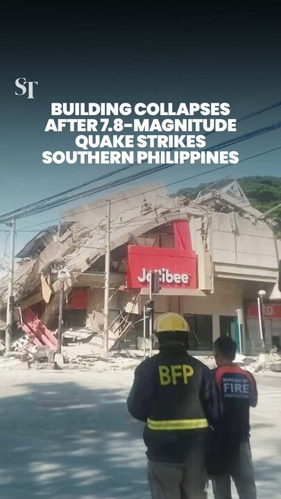 Building collapses after 7.8-magnitude quake strikes southern Philippines