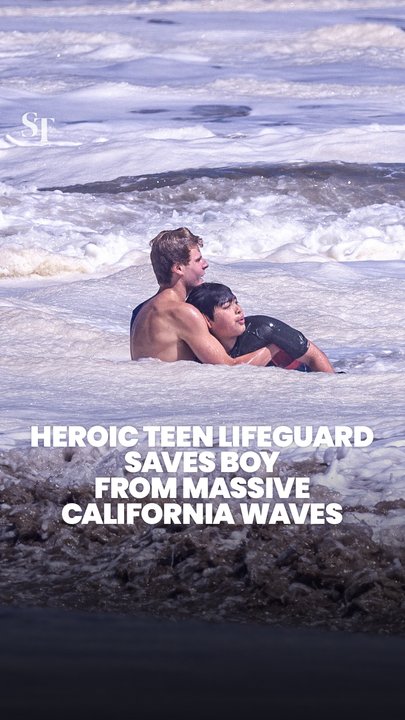 California teen lifeguard rescues 10-year-old boy from monster waves 