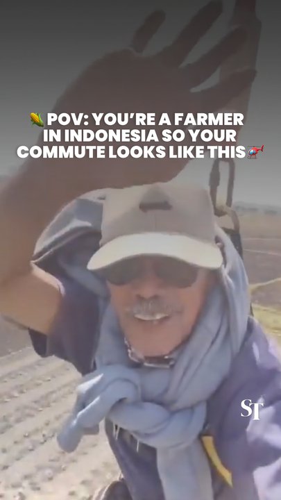 POV: Your commute as a farmer in Indonesia 🌽🚁