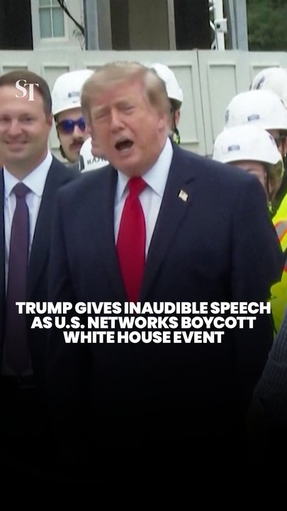 Trump inaudible at White House event as TV networks skip coverage in protest of CNN ban