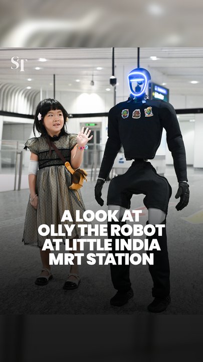 ST tests what Olly the humanoid robot can do at Little India MRT