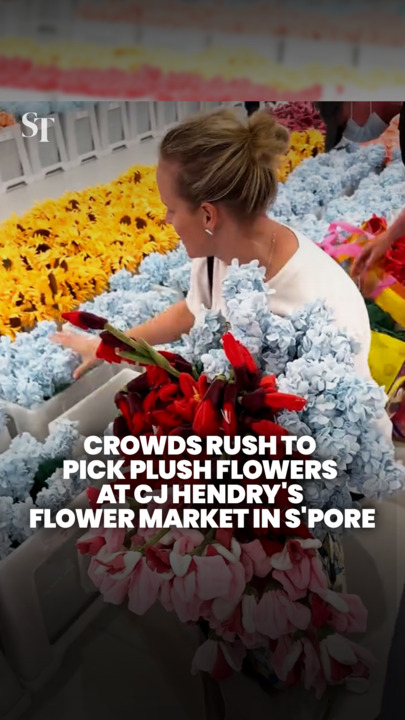 Crowds rush to pick plush flowers on first day of Cj Hendry’s Flower Market in Singapore