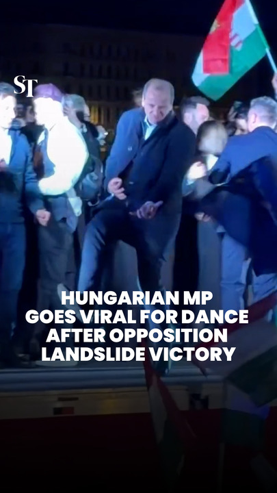 Dancing Hungarian MP steals the show after opposition landslide victory 