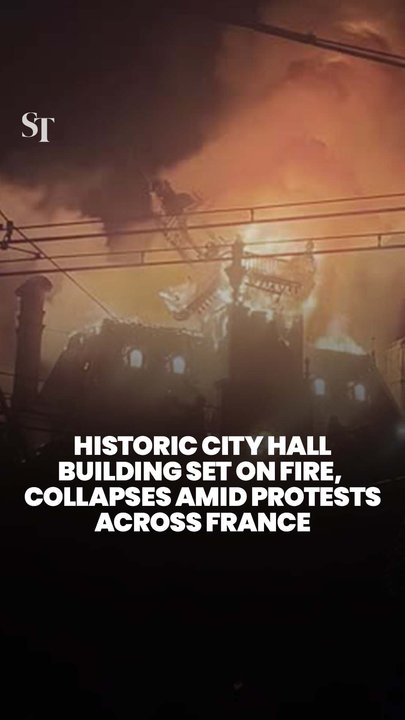 140-year-old city hall building in Limoges, France set on fire, collapses