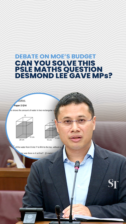 Can you solve this PSLE Maths question Desmond Lee gave MPs?