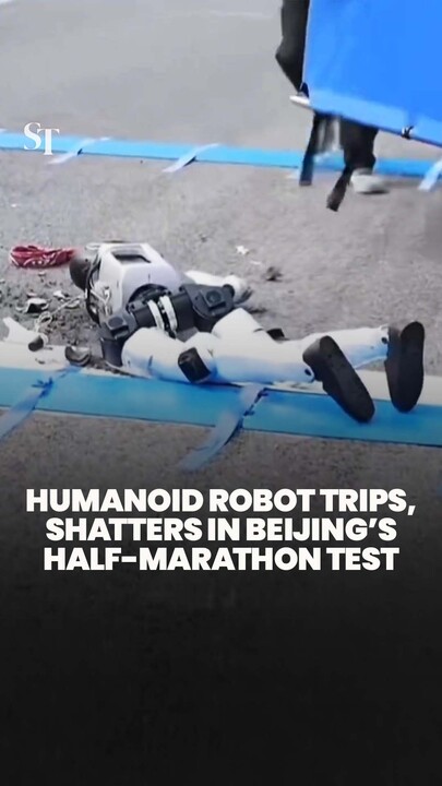 Robot trips and shatters ahead of Beijing’s half-marathon test this weekend