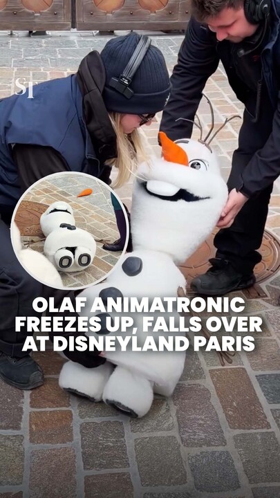 Hotly-anticipated Olaf animatronic freezes up, collapses 1 day after debut