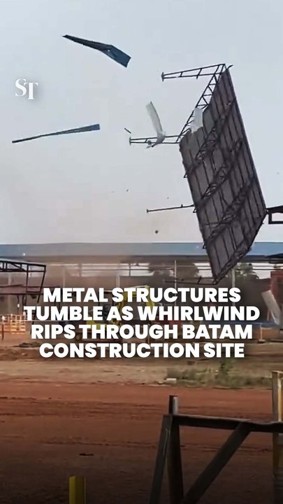 Violent winds upend metal structures, rip apart roofs at Batam construction site
