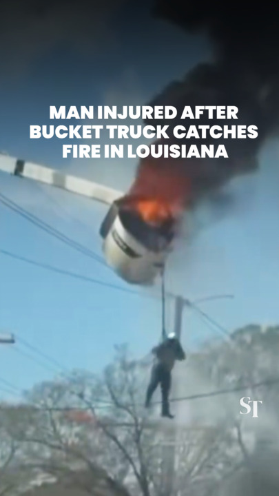 Man injured after bucket truck catches fire in Louisiana