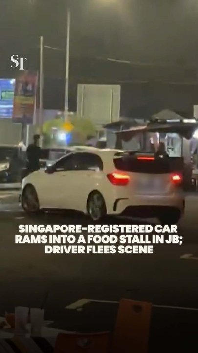 Car caught on video ramming into a food stall in Johor Bahru