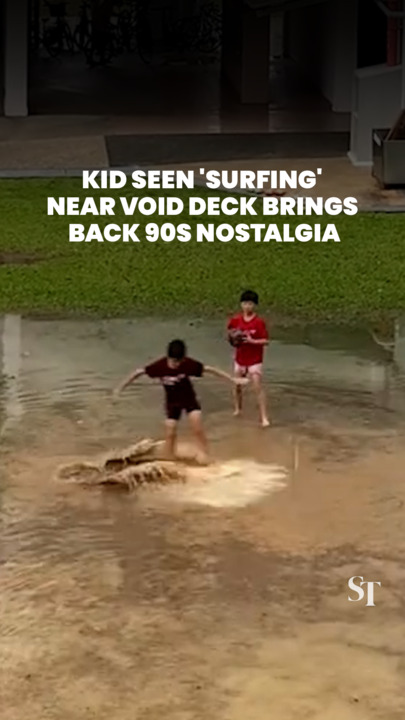 Kid seen 'surfing' near void deck brings back 90s nostalgia