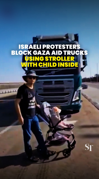Israeli protesters block Gaza aid trucks using stroller with child inside